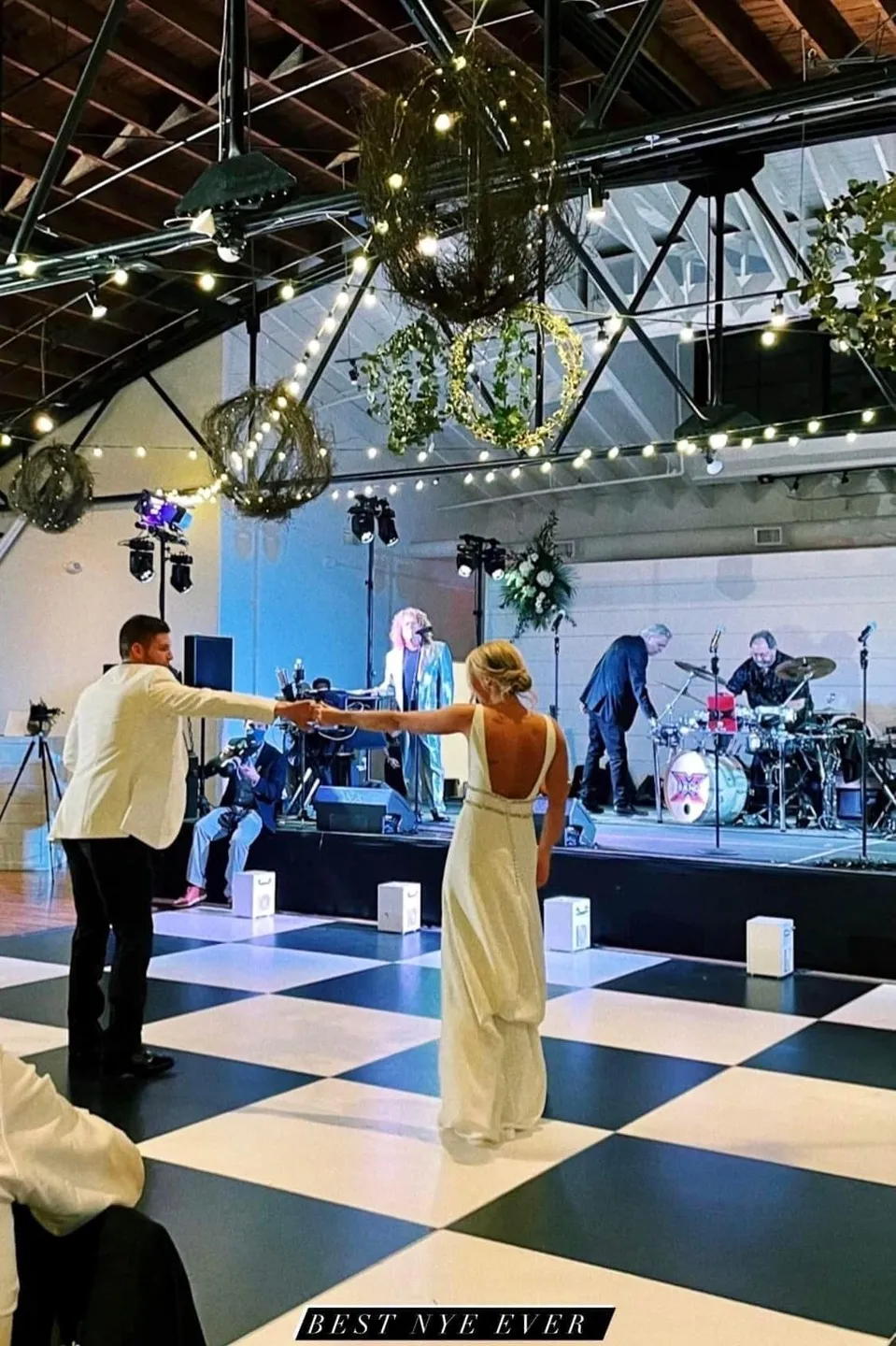 Bride and groom dancing on the floor